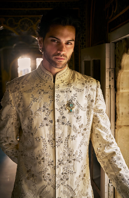Ivory Gold Sherwani Set