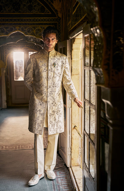 Ivory Gold Sherwani Set